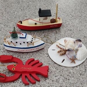 Source Unknown Red and White Nautical Holiday Ornaments